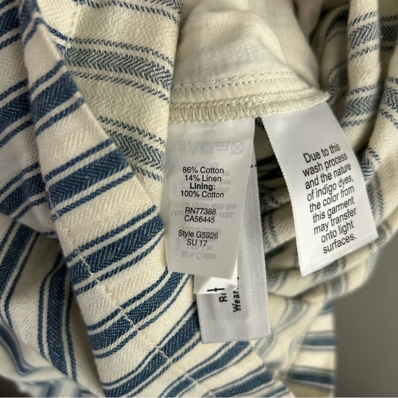Madewell Coastal White Blue Striped Cold-Shoulder Wide Leg Jumpsuit Size S Linen - Picture 11 of 11